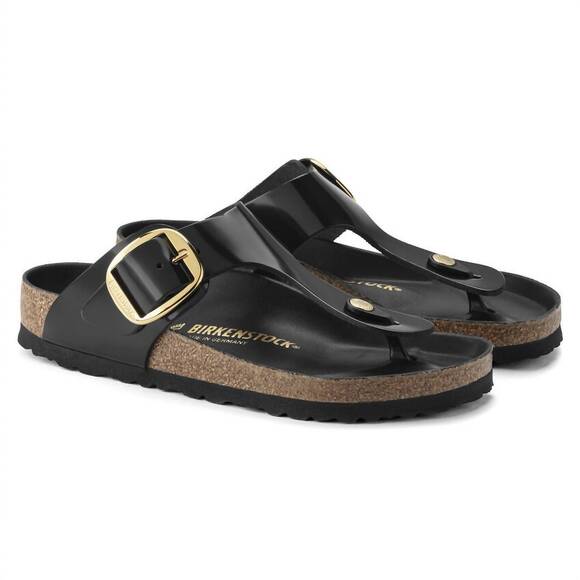 NEW BIRKENSTOCK women's gizeh big buckle sandal in black